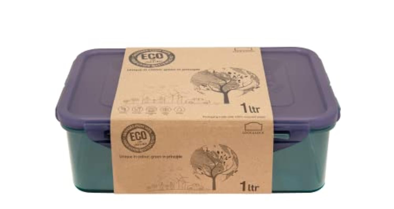 Eco Food Container Rectangle 1L W/Eco Outer-Sleeve