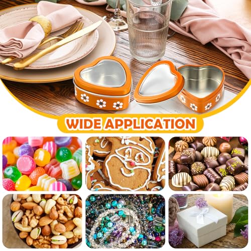 Image of Supervitae 30 Pcs Cielito Lindo Party Favor Clear Heart Shaped Tins with Lids De Barro Empty Candy Tins Gifts for Wedding Making DIY Craft(Classic)