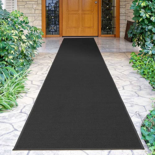 Sweet Home Stores Sh Collection Solid Rubberback Indoor Runner Rug, 2'7" X 9'10", Black #TOP10