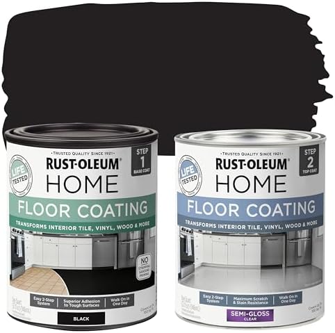 Rust-Oleum 367605 Home Interior Floor Coating Kit, Semi-Gloss Black