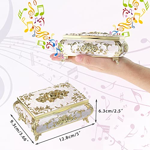 ELLDOO Vintage Music Box, Beige Metal Musical Jewelry Box Keepsake Box, Small Trinket Jewelry Storage Box Gift for Girl Women (Tune: You are My Sunshine) by ELLDOO - Used condition - Image 2