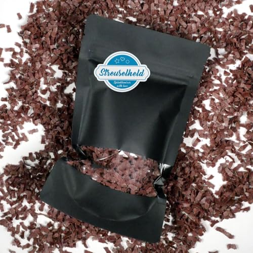 Streuselheld Schnippel Braun 10g Esspapier-Flocken Streusel zum Dekorieren und Verzieren von Gebäck aller Art wie Torten Kuchen Keksen Zuckerstreusel