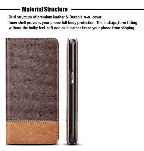 Image of ClickCase for Realme Narzo 20 pro Blazer Series Cloth & Leather Wallet Flip Case Kick Stand with Magnetic Closure Flip Cover for Realme Narzo 20 pro (Brown)