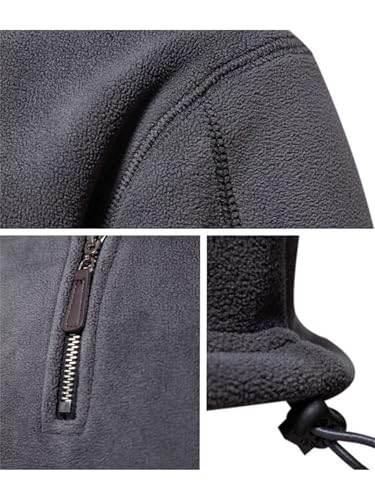 Men's Polar Fleece Stand Collar Half Zip Long Sleeve Pullover, Quarter Zip Long Sleeve Winter Warm Pullover Sweater4