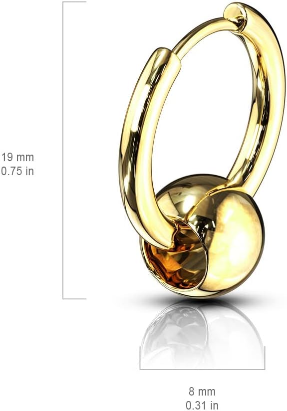 Set of 3 Pairs of 20GA 316L Stainless Steel Faux Captive Bead Hinged Hoop Earrings - Image 4