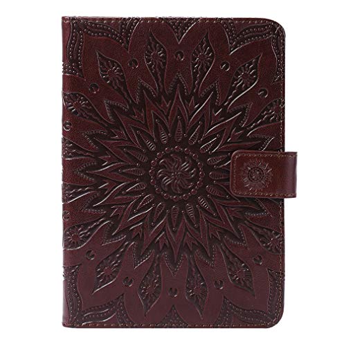 LMFULM® Case for All Kindle Paperwhite (2018/2016/ 2015/2013/ 2012 Models with 6 Inch Display) PU Leather Ultra-Thin Magnetic Leather Cover Embossing Sun Flower Stand Case Flip Cover Brown