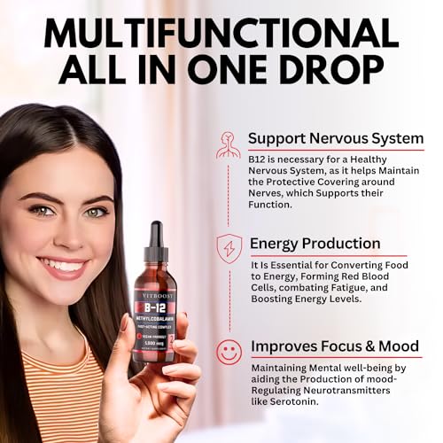 image for VITBOOST Vegan Liquid B-12 Drops – 60 x 5000 mcg Extra Strength Rasp