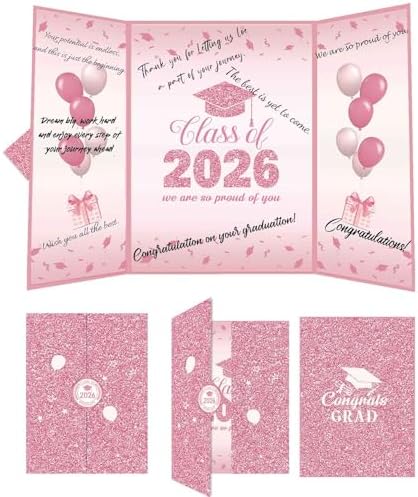 Amazon.com: SUNDECO Pink Graduation Guest Book Class of 2026 Signature ...