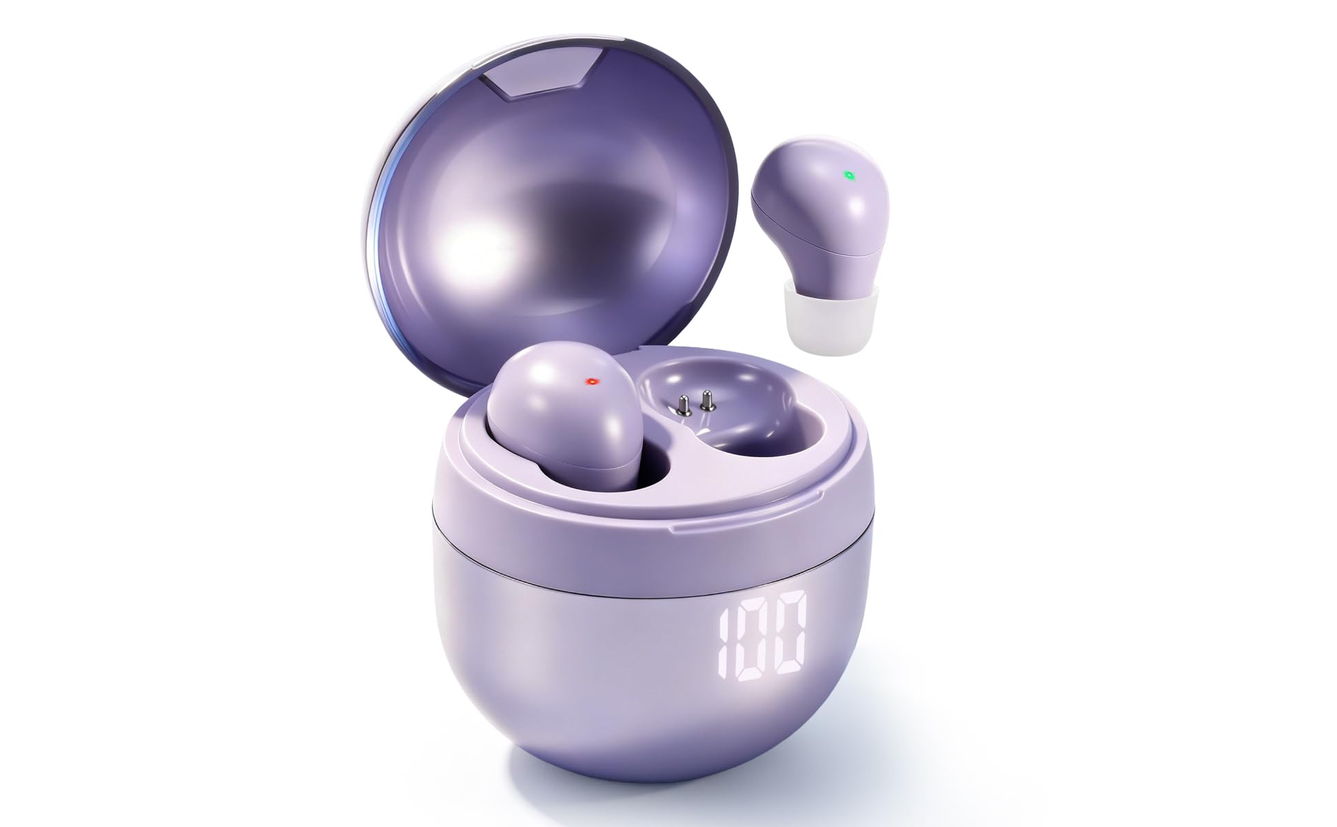 Mini auriculares inalámbricos para dormir de lado, auriculares invisibles de 2,27 g para orejas pequeñas, auriculares Bluetooth 6.0 para dormir, sin sonidos de alerta, pantalla LED