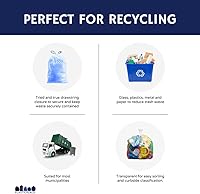 Vista 5 de Plasticplace Bolsas de basura de ajuste personalizado, compatibles con simplehuman Code V (200 unidades) con cordón azul tintado 4.2-4.8 galones