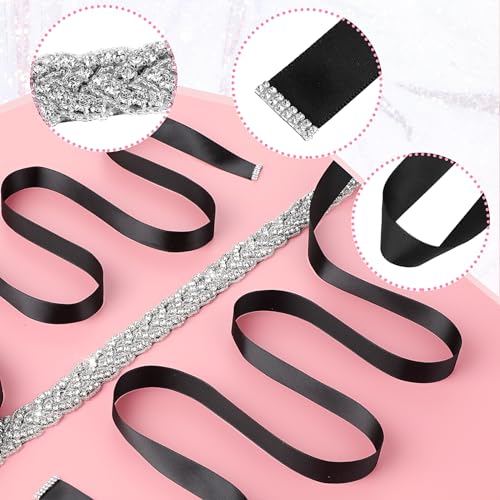 Dress Silver Belt 106.29 Inches Wedding Dress Belt for Bride Rhinestone Belts for Bride Formal Dresses Handcrafted Silver Crystal Bling Bridesmaids Weddings Belts for Women3