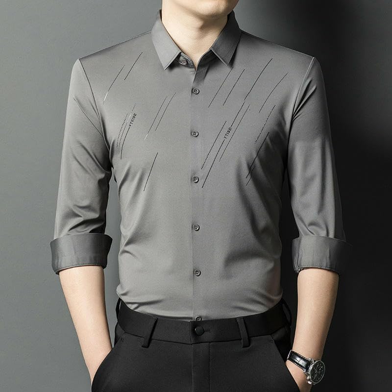 Camisa informal de rayas con diseño transpirable y botones de ajuste slim 3