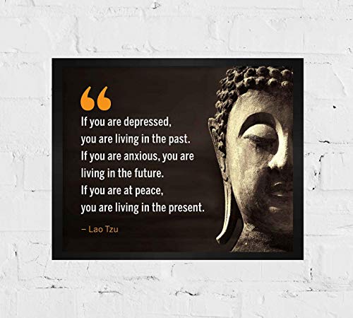 Lao Tzu Quotes-"If You Are At Peace-Living In The Present"- Inspirational Wall Art- 10 X 8" Spiritual Poster Print With Buddha Image-Ready To Frame. Home-Office-Studio-Spa Decor. Perfect Zen Gift! #TOP4