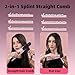 Hair Straightener Brush, 2-in-1 Splint Straight Comb, 2 Million Ion Ceramic Dual-Voltage Straightening Heat Brush, Anti-Frizz Straightening/Curling Styling, Reduces Heat Damage by Up to 3 Times, Pink