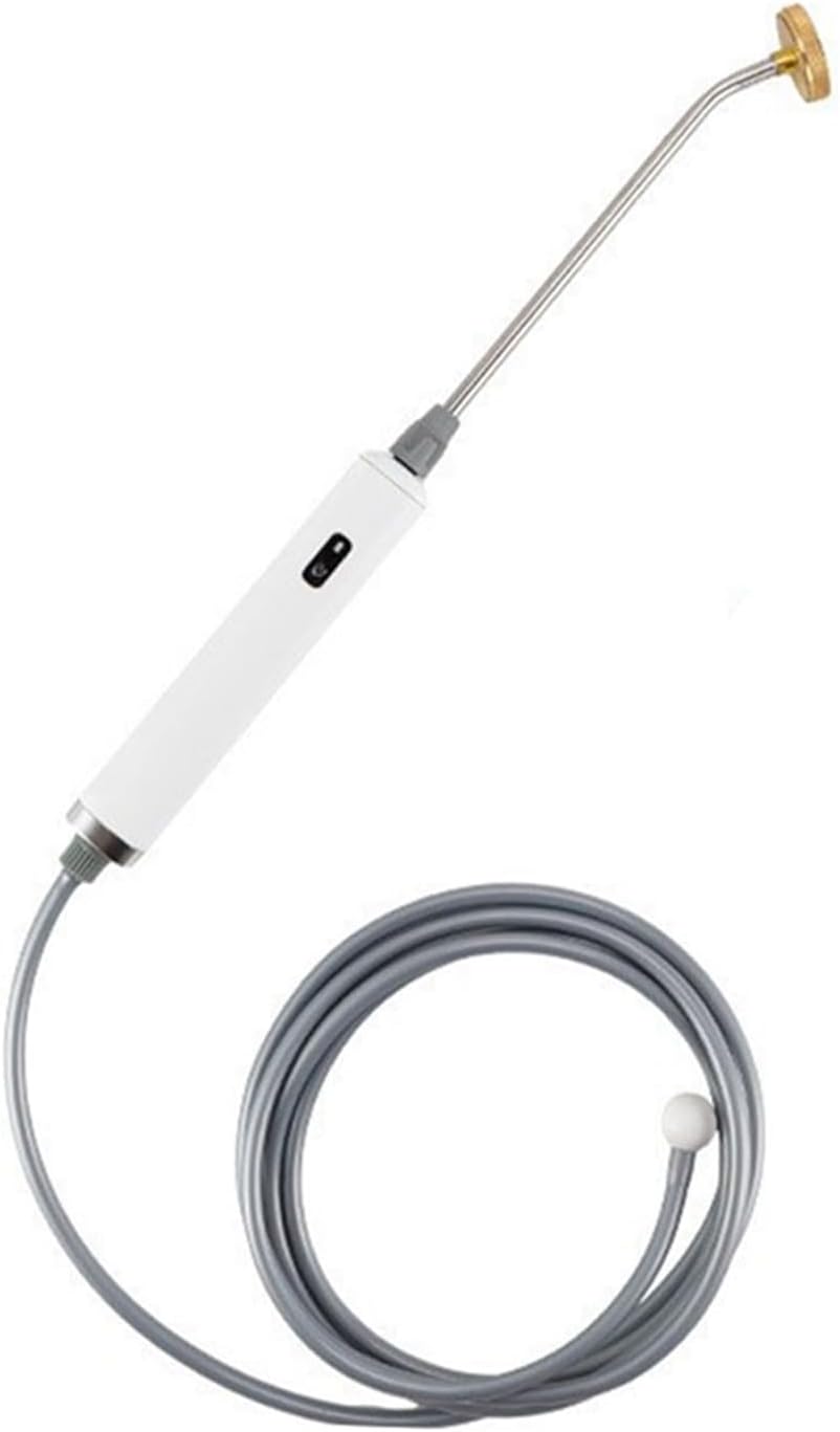 Stainless Steel Watering Wand with 3 Spray Adjustable and One Click Easy, Metal Garden Hose Wand, Electric Hanheld Retractable 11-19 Inch Sprayer Wand with 9.8 Feet Hose, Spare Cop (Type-3)