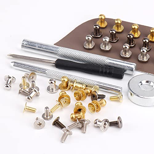Metal Button Spikes and Studs cenoz Round Head Spike with Studs 200 Sets Mixed Color Leather Rivets Punk Stud and Spike for Clothing Shoes Leather Belts Bag Accessories (8x5x8MM)