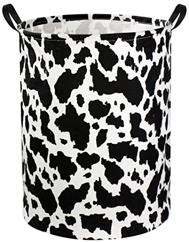Image of DDBASKET Cow Print Laundry Basket Baby Nursery Clothes Hamper Collapsible Toy Storage Bin Organizer with Handles for Kids,Boys and Girls Room Decor(Cow)