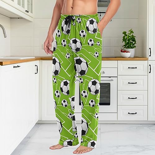 Fisyme Soccer Balls Green Mens Pajama Pants Men's Pajama Bottoms Sleep Lounge Pj Pants3
