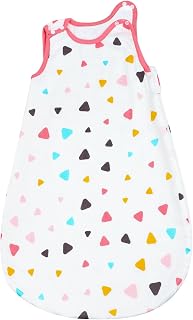 FLYISH DIRECT 0.5 Tog Sleeping Bag, Muslin Sleeping Bag, Summer Baby Sleeping Bag 0.5 tog 0-6 months, Baby Swaddle Bag with Shoulder Snaps, 66cm, Triangles, S