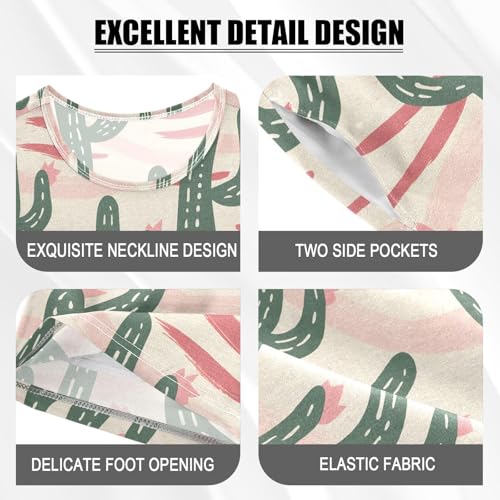 ALAZA Cactus Cartoon Pajamas Short Sleeve 2 Piece Sleepwear Top and Bottom Pajama Set Unisex4