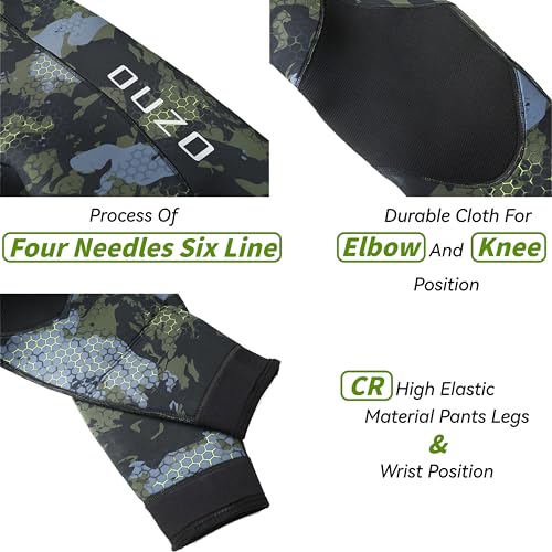C-STREAM Men Spearfishing Wetsuit Neoprene 3mm 1.5mm Camouflage Diving Suit 2pcs Set for Freediving, Snorkeling,Scuba Dive (Camo Green, Small, 1.5, 1.5, Millimeters)