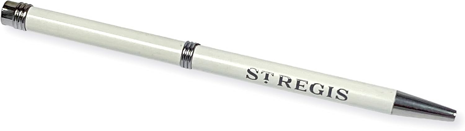 5-Star Luxury Iconic St. Regis Hotel Ink Pen Souvenir, White, 5-3/8 Inches Long, Set of 3