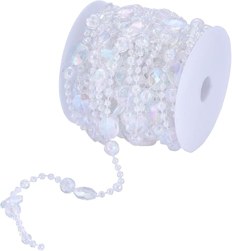 Miniatura 2 de YoungJewel - Rollos de guirnaldas de cristales de 33 pies de cuentas acrílicas transparentes para decoración de fiestas de boda y manualidades