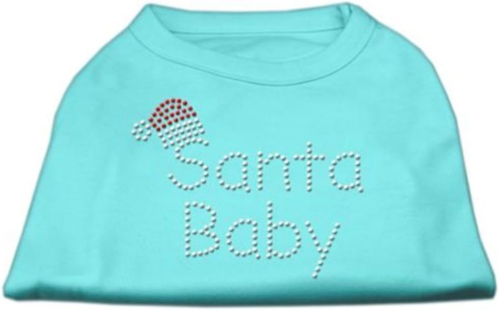 Mirage Pet Products 12-Inch Santa Baby Rhinestone Print Shirt for Pets, Medium, Aqua