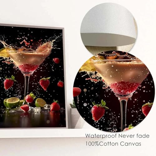 Peintures murales de cocktails en toile HD 50x70cm sans cadre pour salon - 3