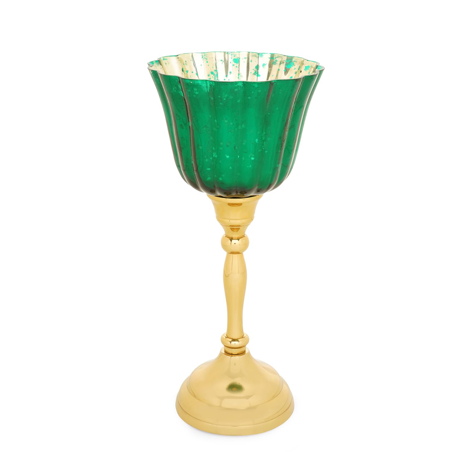 Pure Home + Living Green and Gold Votive with Metal Stand - Small 2