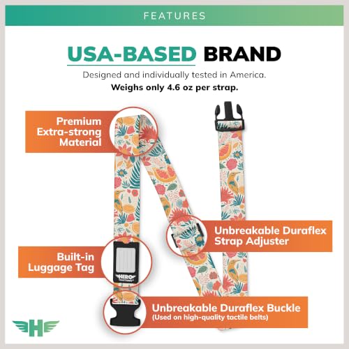Image of Hero Luggage Straps for Suitcases (2-Pack) Heavy-Duty Adjustable Luggage Belt with Duraflex Buckle & Built-in Luggage Tag - Checked Bag & Carry-on Travel Essentials