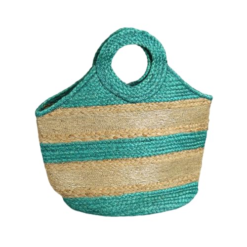 Grand sac en toile de jute de qualité supérieure aux rayures dorées