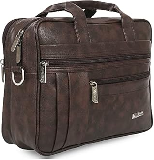 Zipline Laptop bags for men office use | Faux Leather SMALL laptop bag for Man - Fits 13 inch Laptop/Macbook/Macbook Pro/Tablet Messenger Bags For Mens, Brown, S, Western