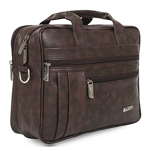 Zipline Laptop bags for men office use | Faux Leather SMALL laptop bag for Man - Fits 13 inch Laptop/Macbook/Macbook Pro/Tablet Messenger Bags For Mens, Brown, S, Western