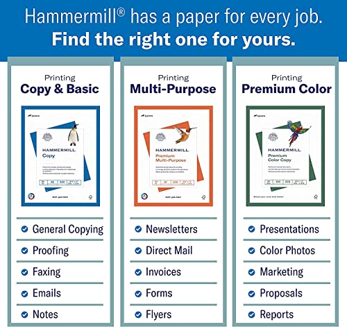 Hammermill Colored Paper, 20 Lb Blue Printer Paper, 3 Hole - 1 Ream (500 Sheets) - Made In The Usa, Pastel Paper, 102905R #TOP2