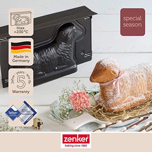 Zenker Osterlamm Backform zu Ostern – 900 ml Füllvolumen – 3D Kuchenform mit Antihaftbeschichtung und Lämmchen als Motiv zum backen – Leckere Deko in Osterlammform – Bild 4