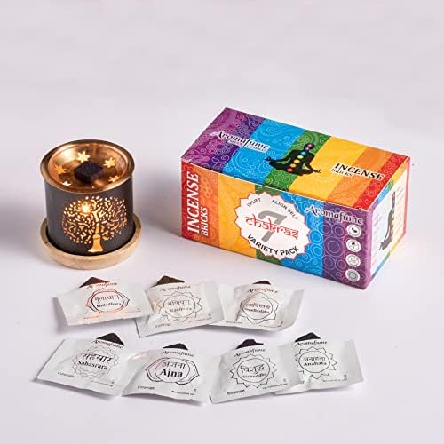 7 Chakra Incense Brick Gift Set by Aromafume | 14 Bricks & Tree of Life Exotic Burner | 2 x Sahasrara, Ajna, Vishuddha, Anahata, Manipura, Swadhisthana, Muladhara | Yoga, Meditation, Chakra Healing
