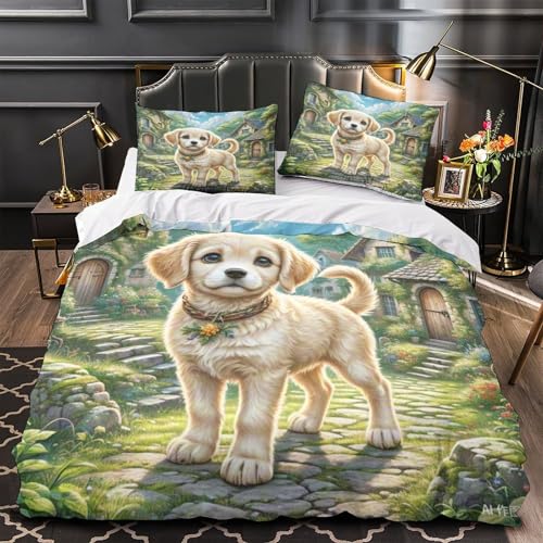 Parure de lit Beagle 3D housse de couette double 200x200cm microfibre douce - 4