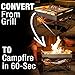 Fireside Outdoor Pop-Up Portable Fire Pit Grill - Camping Charcoal Grills, BBQ Grills, Portable Firepit Campfire Pit, Outdoor Fire Pits Cooking Grate with Grill and Heat Shield - Quad-Fold Grates