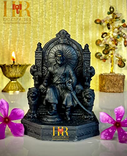 Image of HR Enterprises -(SM 301 Chhatrapati Shivaji Maharaj Statue | Premium Shivaji Murti for Home & Office Decor | Ideal Gift & Car Showpiece | Elegant Black Sculpture