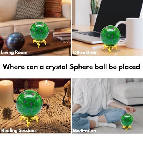 Image of Certified Crystal Ruby Zoisite Ball for Meditation - Premium Crystal Vastu Items for Home and Feng Shui Items for Good Luck - Ideal for Pooja Supplies and Spiritual Practices (2 Inch)