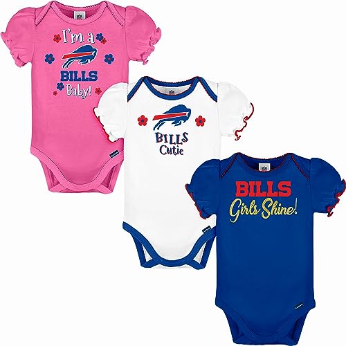 Image of Gerber Baby Girls' NFL Team 3 Pack Short Sleeve Onesie Bodysuit