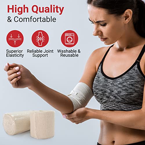 Ourmed Premium Elastic Bandage Wrap With Self-Closures - 3 Size (6''/3''/2“) Cotton Latex Free Compression Bandage Wrap, Washable & Reusable… #TOP1