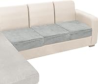 Vista 19 de NAISI Funda para Sofá Seccional de 1 Pieza de Terciopelo Separada para Chaise Lounge Funda Suave Elástica Fundas para Sofá Seccional Marrón