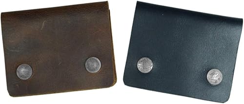 Miniatura 6 de Hide & Drink, Tarjetero de cuero con doble broche de presión, capacidad para hasta 4 tarjetas más billetes plegados, organizador de efectivo,