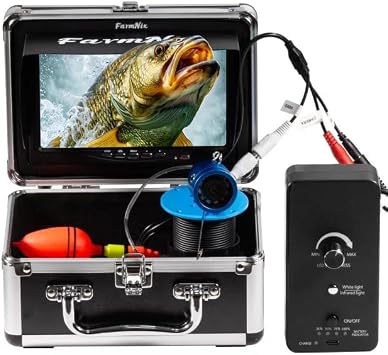 Underwater Fishing Camera 7 inch LCD Monitor Fish Finder Waterproof 1200TVL Fishing Camera 12 White LEDs +12 IR LEDs Infrared Lights for Lake, Boat, Ice Fishing
