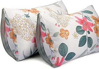 Lirex 2 Pack Pillow Cases, 100% Cotton 400 Thread Breathable Pillowcases Pillow Covers, 50 x 75 cm Queen Size, Beige Blossom