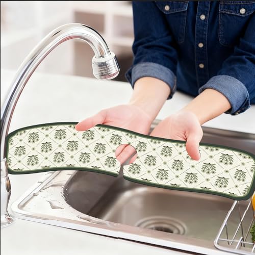 Tapis absorbant robinet contre humidité plan de travail fleurs - 7