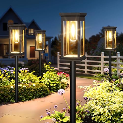 NEEMO Solarlampen für Außen Garten, 6 Stück Hell Solarleuchten für Außen mit Warmweiß LED, 50000 Std. Längere Arbeitzeit, Wasserdicht Solar Gartenleuchten für Rasen, Terrasse, Hof, Deko Geschenke