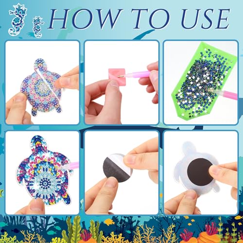 Set 16 imanes decorativos tortuga mandala verano miniatura 4